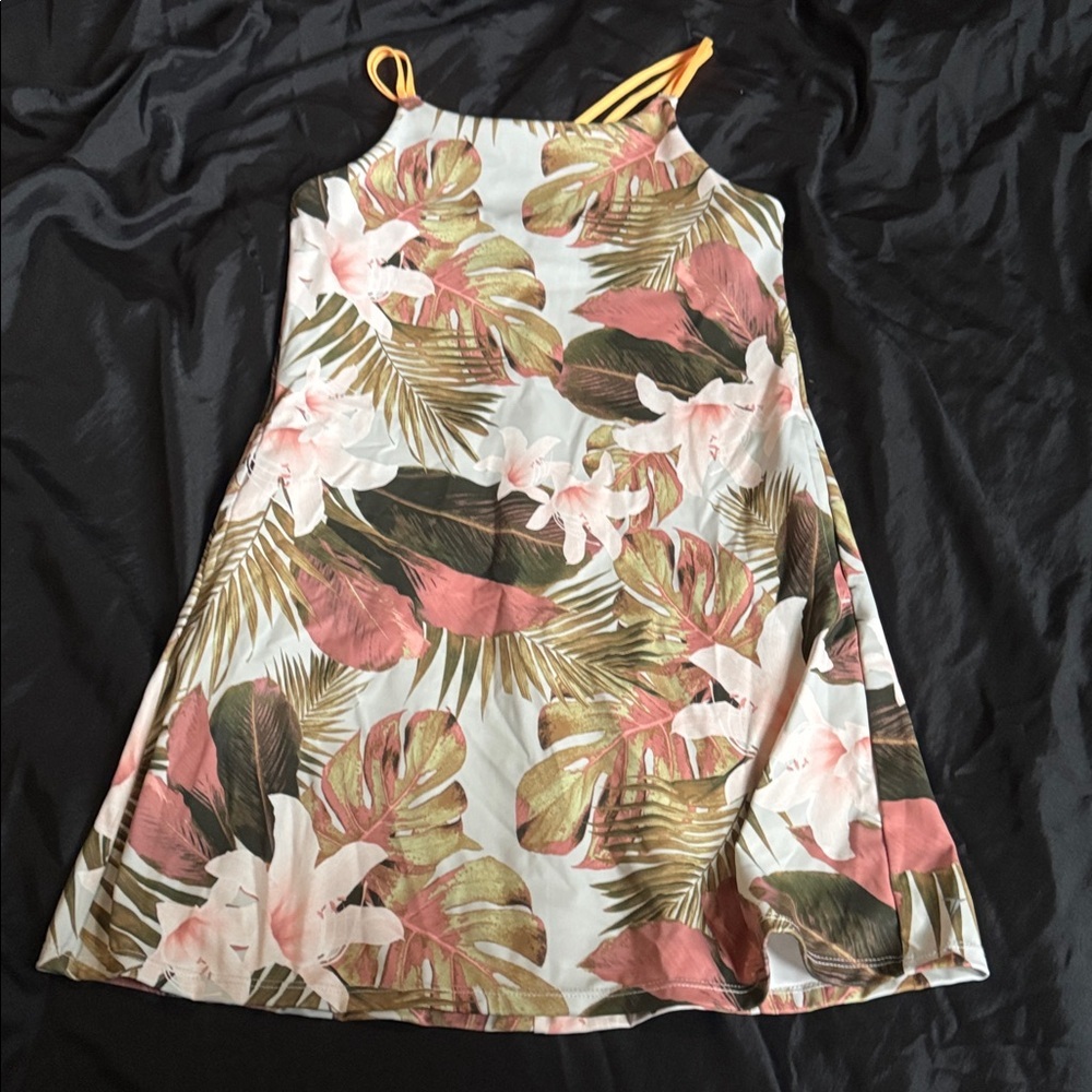 Old Navy Tropical Print Kids Dress - Pink, Green, White